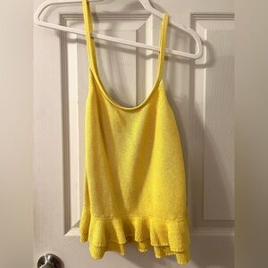 Anthropologie Yellow Sweater Tank w/Ruffle Bottom Size Small